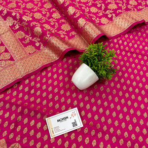 Pink Swarovski Kalli Buti Katan Silk Banarasi Suit