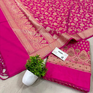 Pink Swarovski Kalli Buti Katan Silk Banarasi Suit