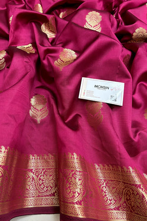 Pink Tilismi Kalli Semi Katan Silk Banarasi Saree