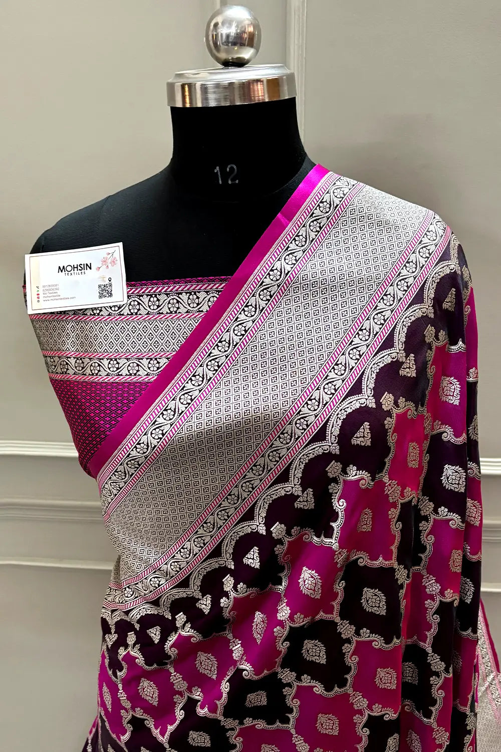 Pink Wine Rangkaat Zari Katan Mashru Silk Banarasi Saree