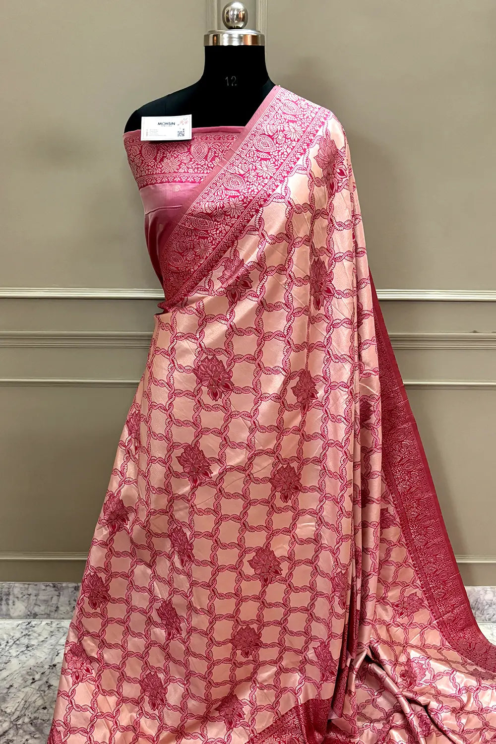 Pink Zari Banarasi Silk Saree