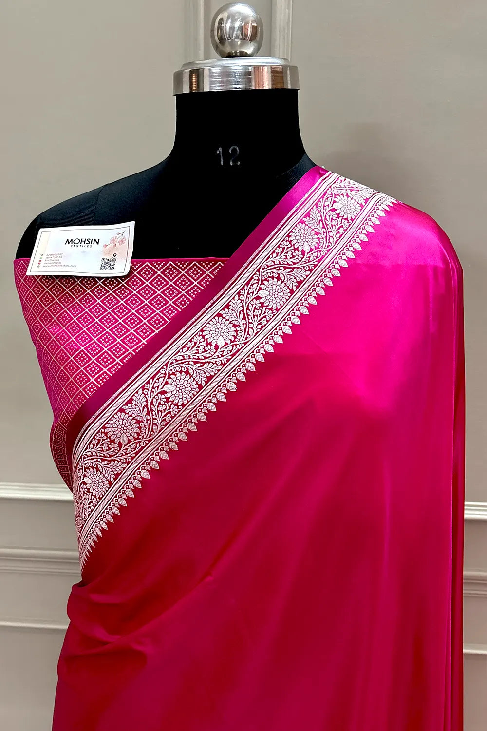 Pink Zari Border Katan Silk Banarasi Saree