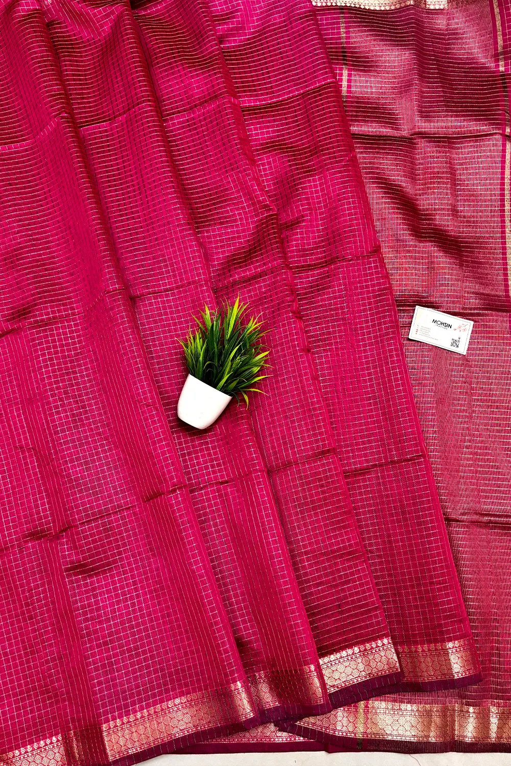 Pink Zari Chanderi Silk Banarasi Saree