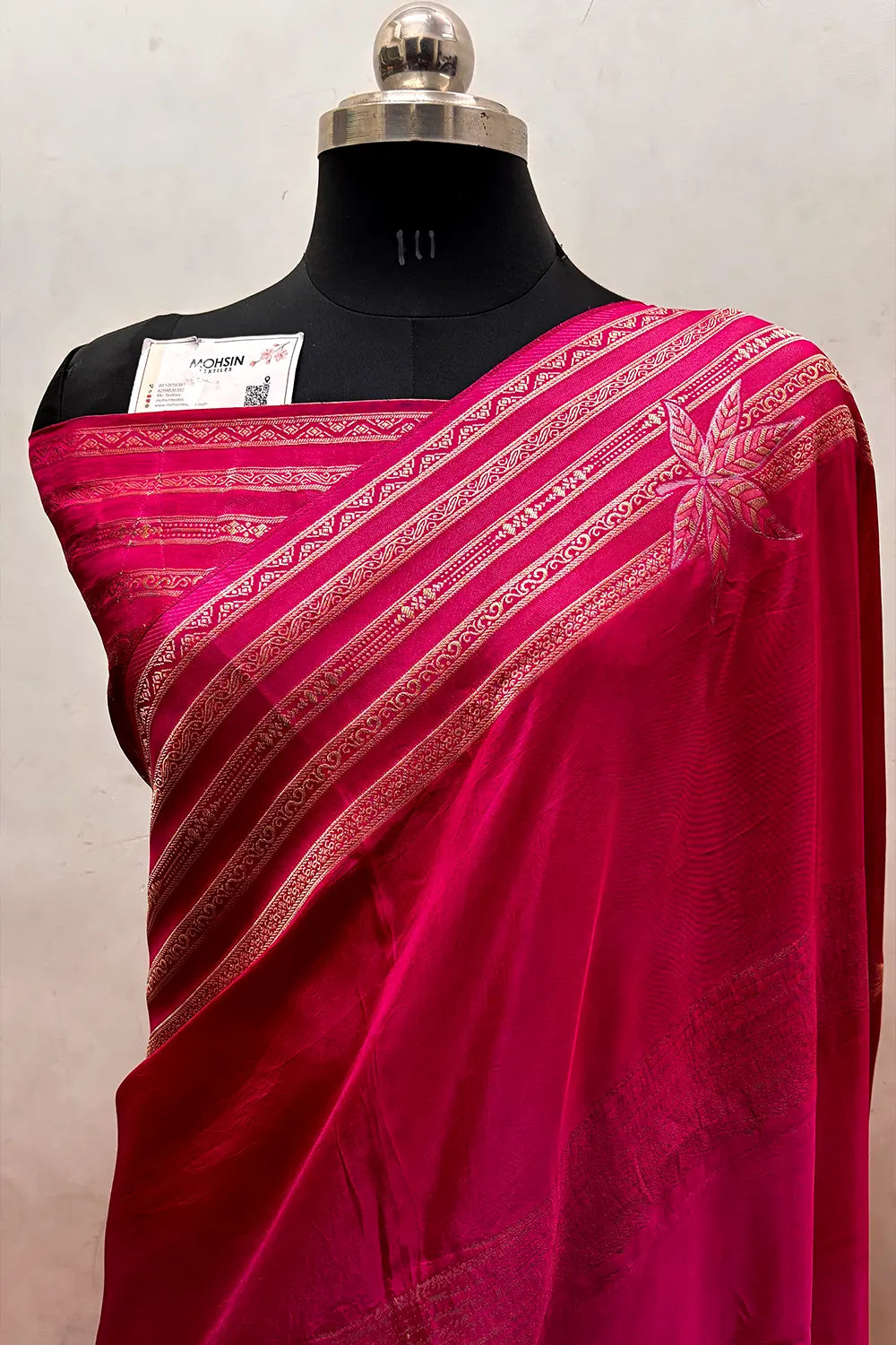 Pink Zari Georgette Silk Banarasi Saree