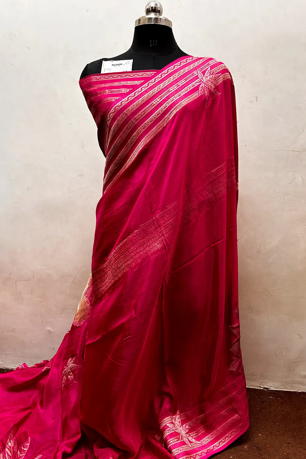 Pink Zari Georgette Silk Banarasi Saree