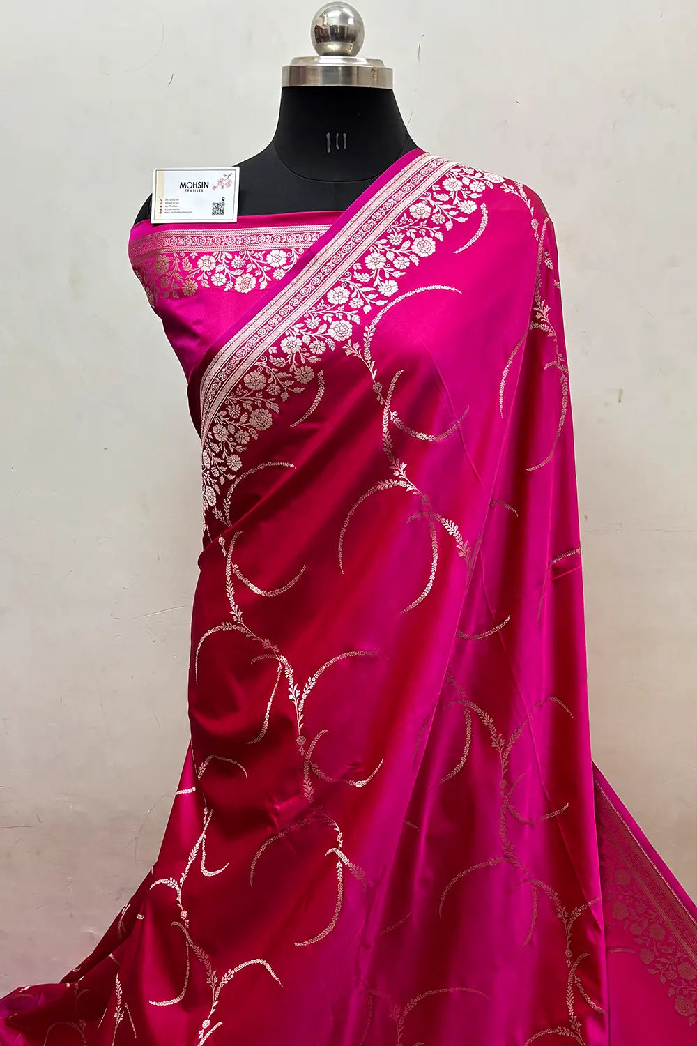 Pink Zari Katan Mashru Silk Banarasi Saree