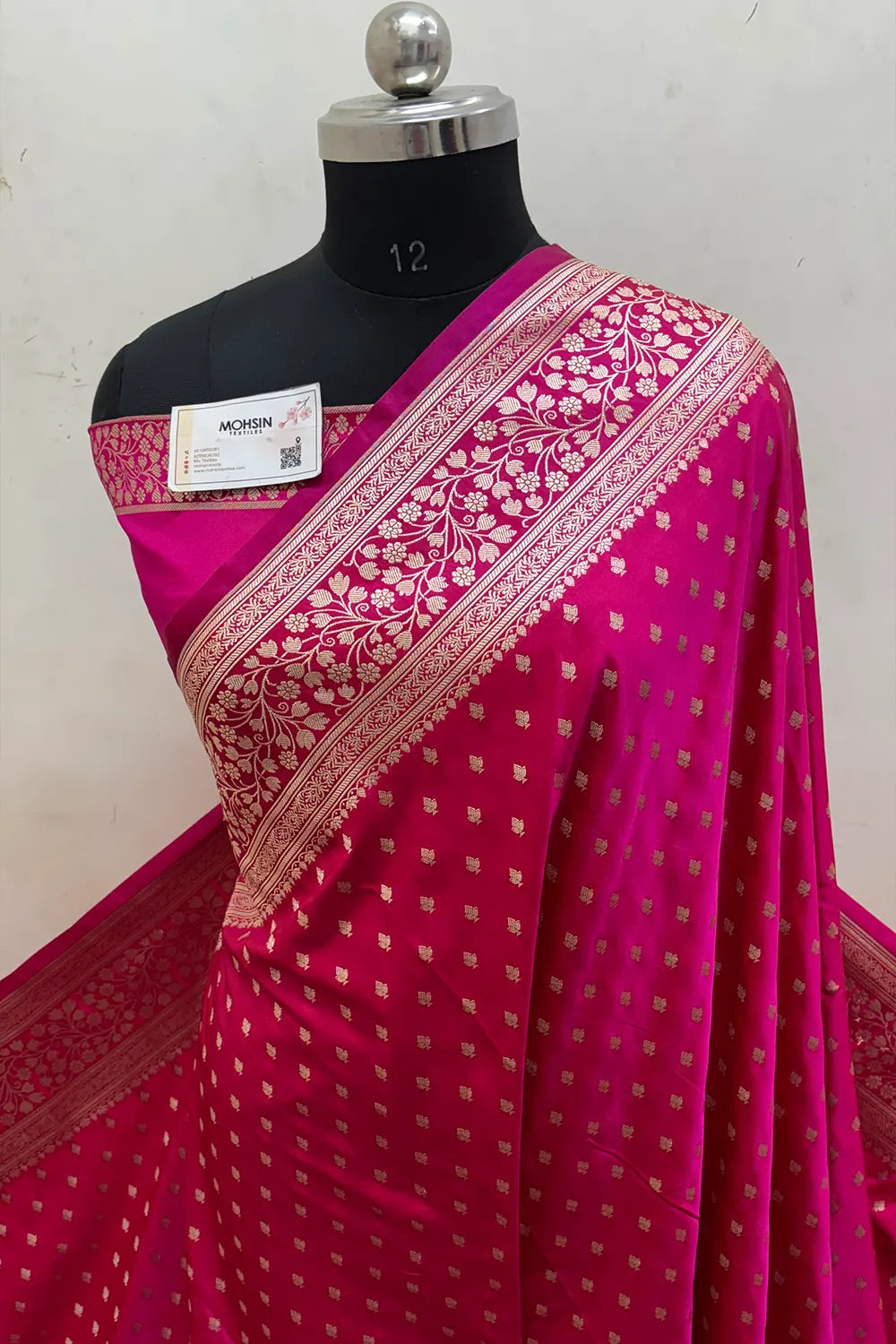 Pink Zari Katan Mashru Silk Banarasi Saree