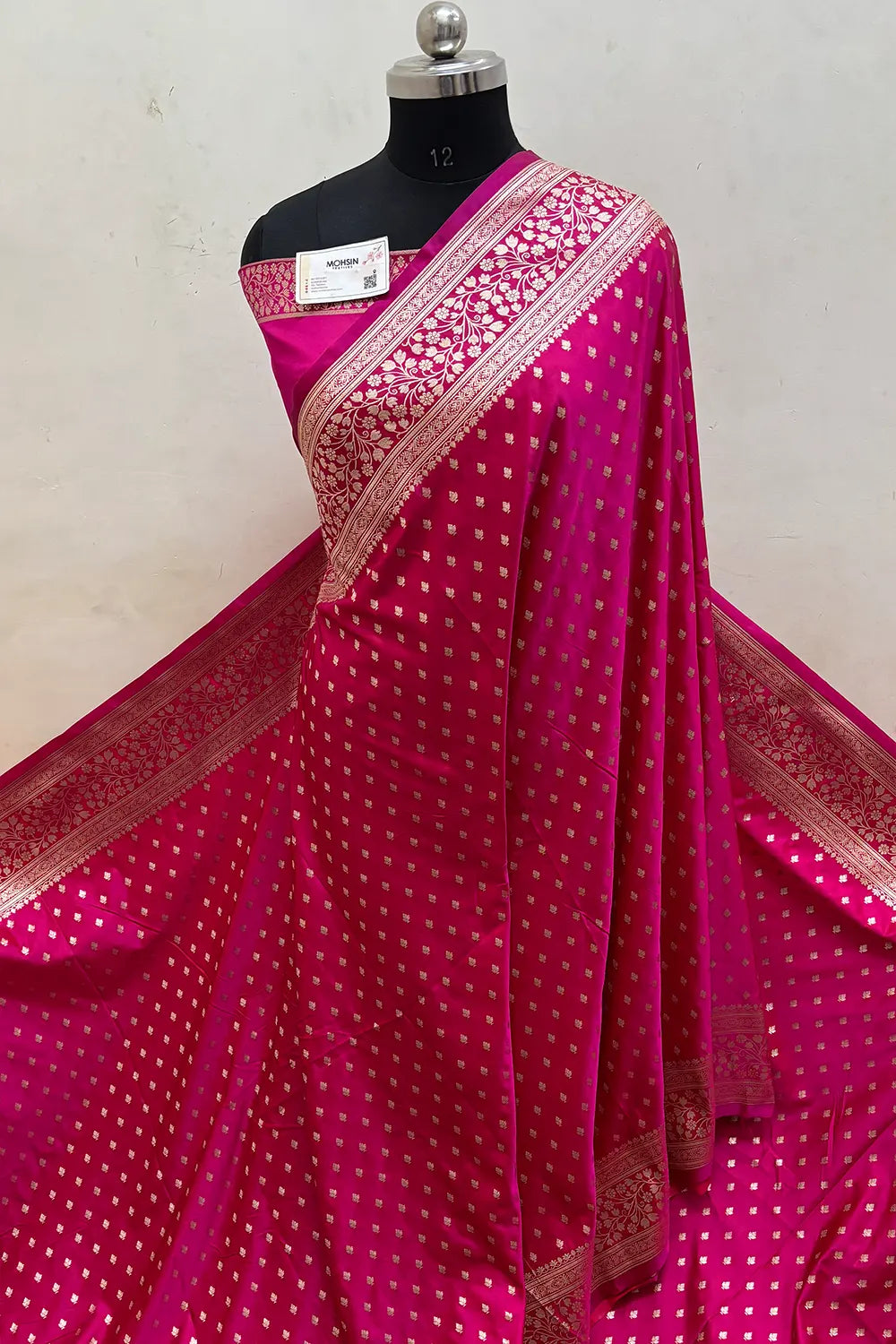 Pink Zari Katan Mashru Silk Banarasi Saree