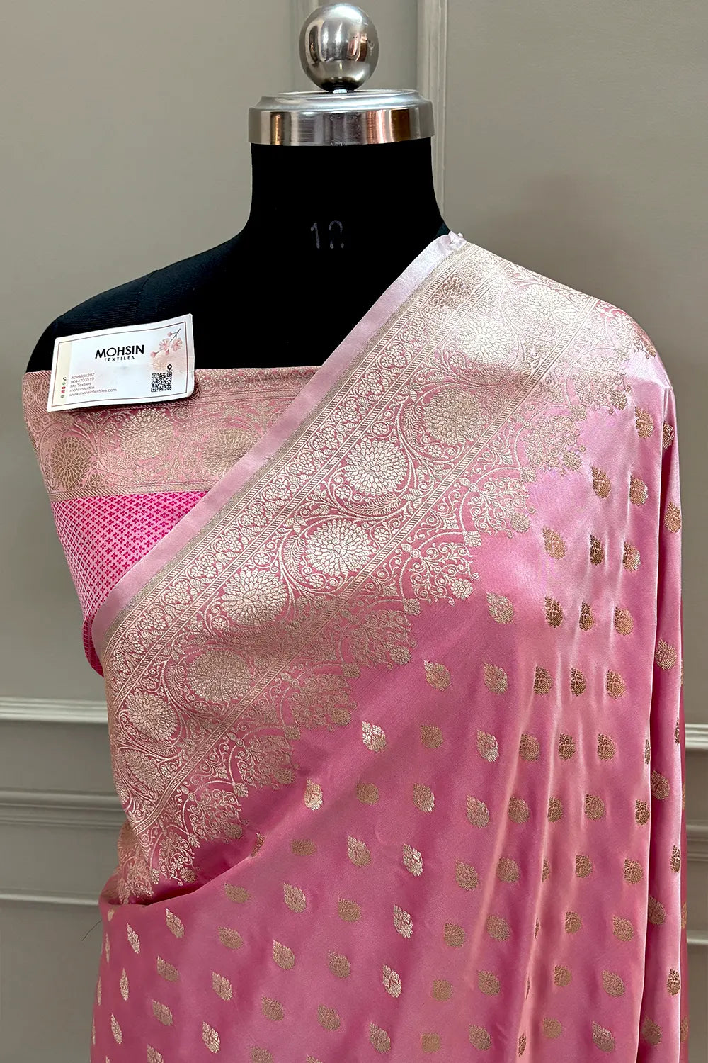 Pink Zari Katan Silk Banarasi Saree
