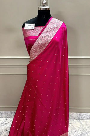 Pink Zari Katan Silk Banarasi Saree
