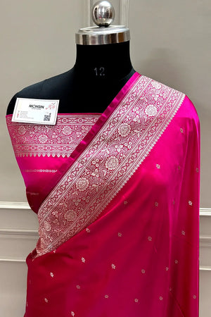 Pink Zari Katan Silk Banarasi Saree