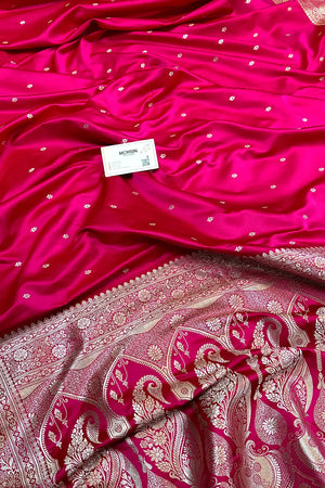 Pink Zari Katan Silk Banarasi Saree