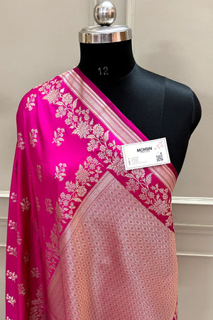 Pink Zari Katan Silk Banarasi Saree