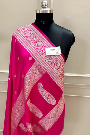 Pink Zari Katan Silk Banarasi Saree