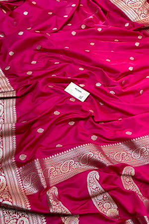 Pink Zari Katan Silk Banarasi Saree