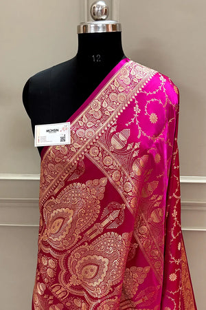 Pink Zari Katan Silk Banarasi Saree