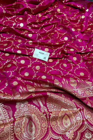 Pink Zari Katan Silk Banarasi Saree