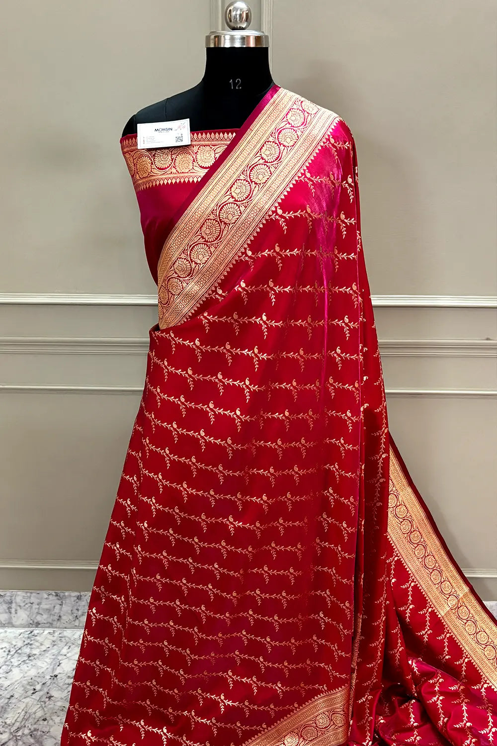Pink Zari Katan Silk Banarasi Saree