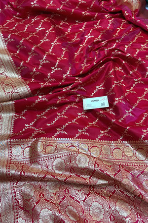 Pink Zari Katan Silk Banarasi Saree