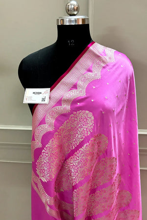 Pink Zari Katan Silk Banarasi Saree