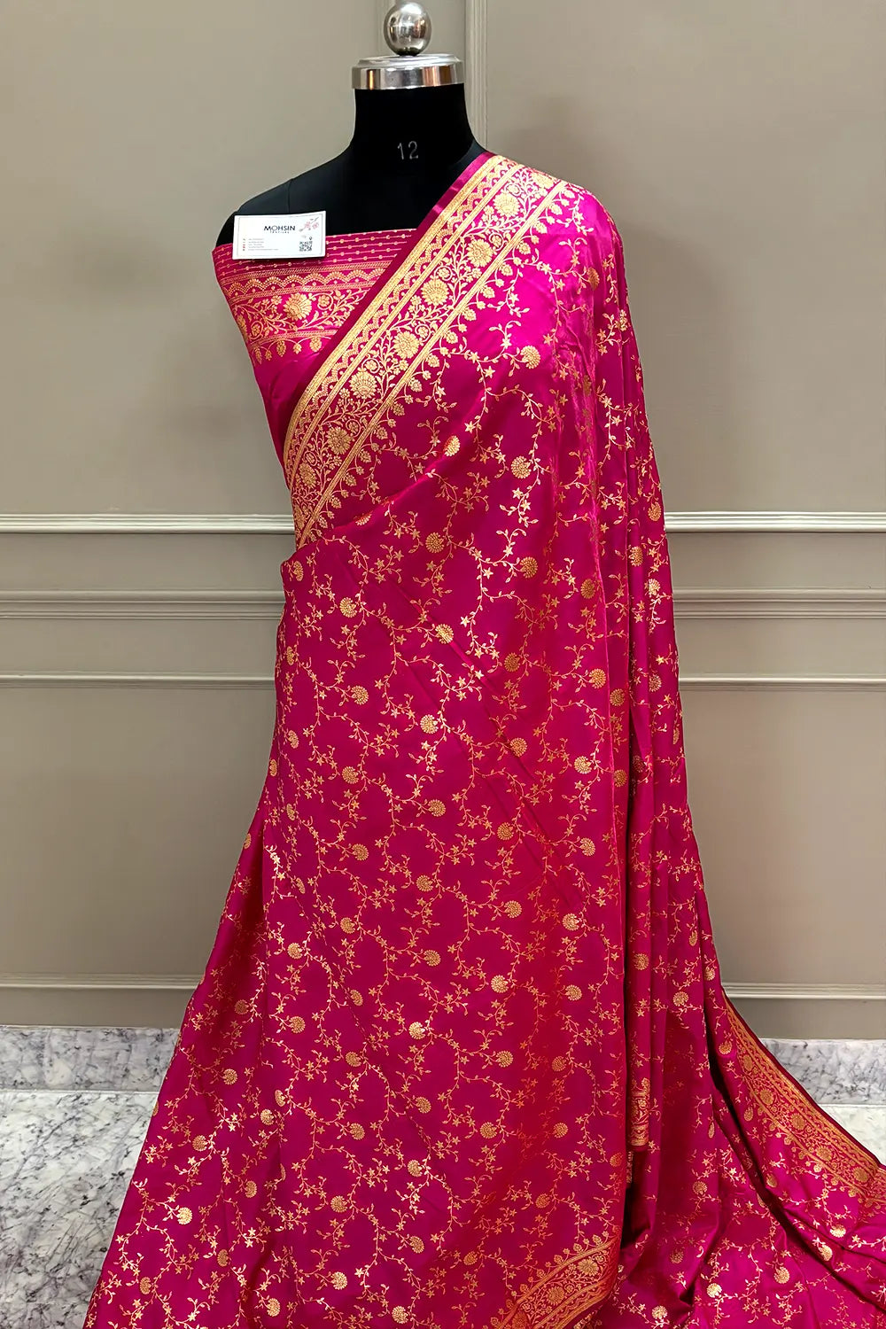 Pink Zari Katan Silk Banarasi Saree