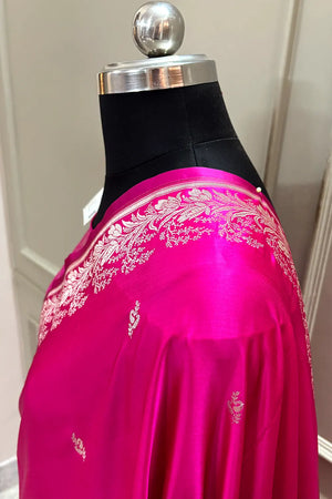 Pink Zari Katan Silk Banarasi Saree