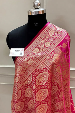 Pink Zari Katan Silk Banarasi Saree