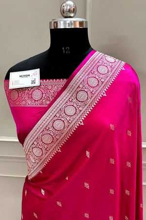 Pink Zari Katan Silk Banarasi Saree