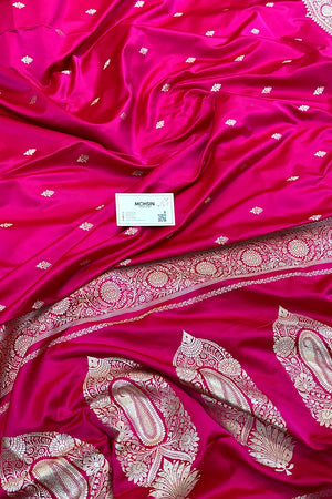 Pink Zari Katan Silk Banarasi Saree
