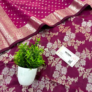 Pink Zari Katan Silk Banarasi Suit
