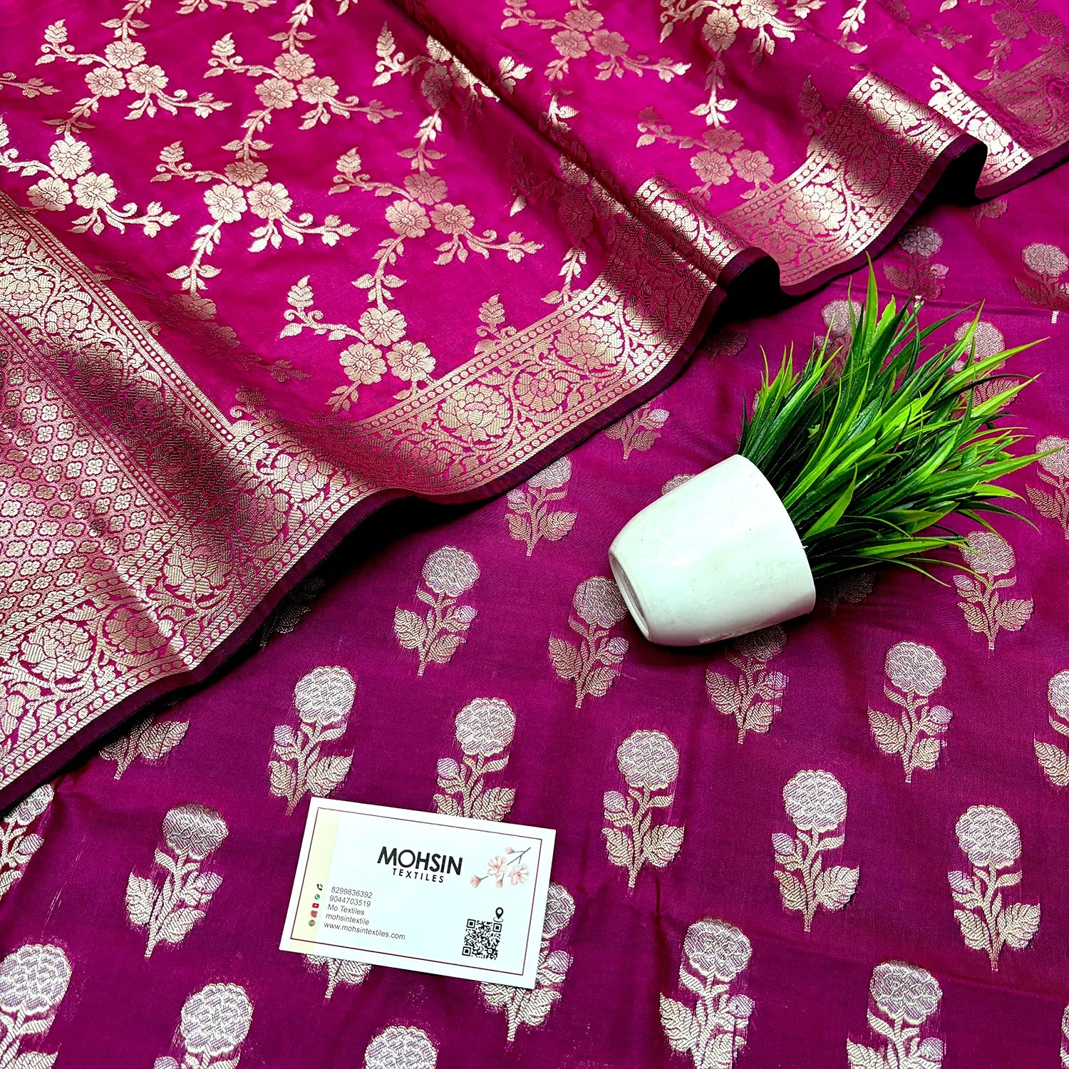 Pink Zari Katan Silk Banarasi Suit