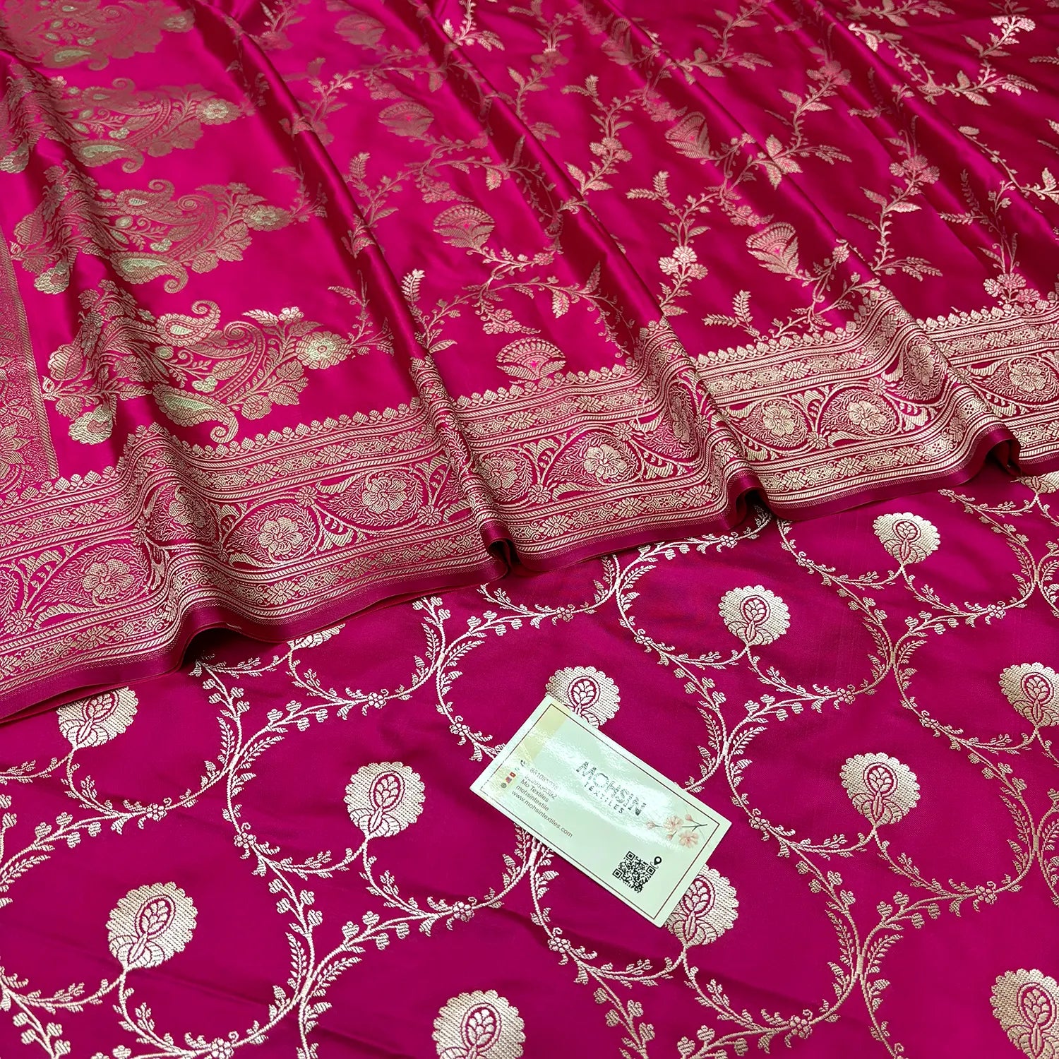 Pink Zari Katan Silk Banarasi Suit