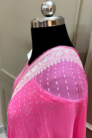 Pink Zari Pure Georgette Silk Banarasi Suit