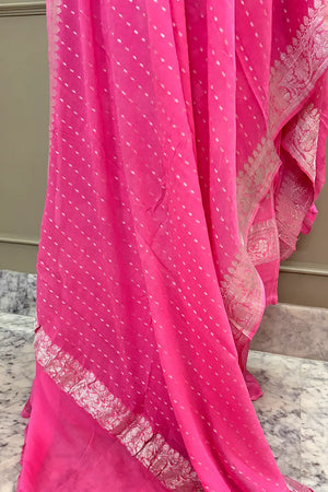 Pink Zari Pure Georgette Silk Banarasi Suit