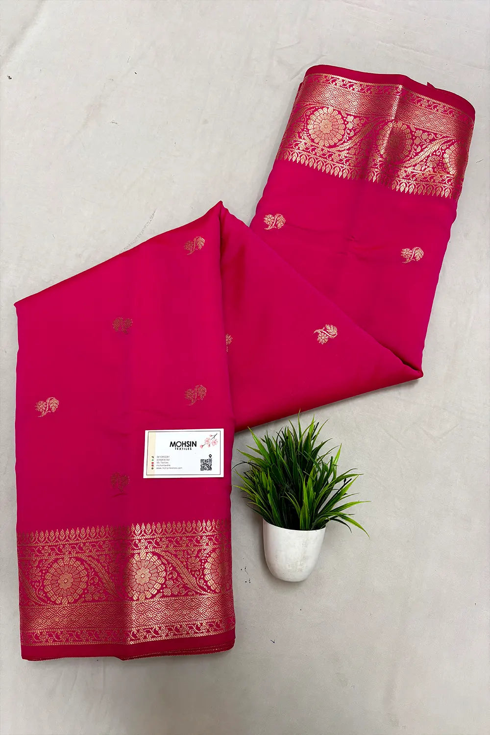 Pink Zari Semi Katan Silk Banarasi Saree