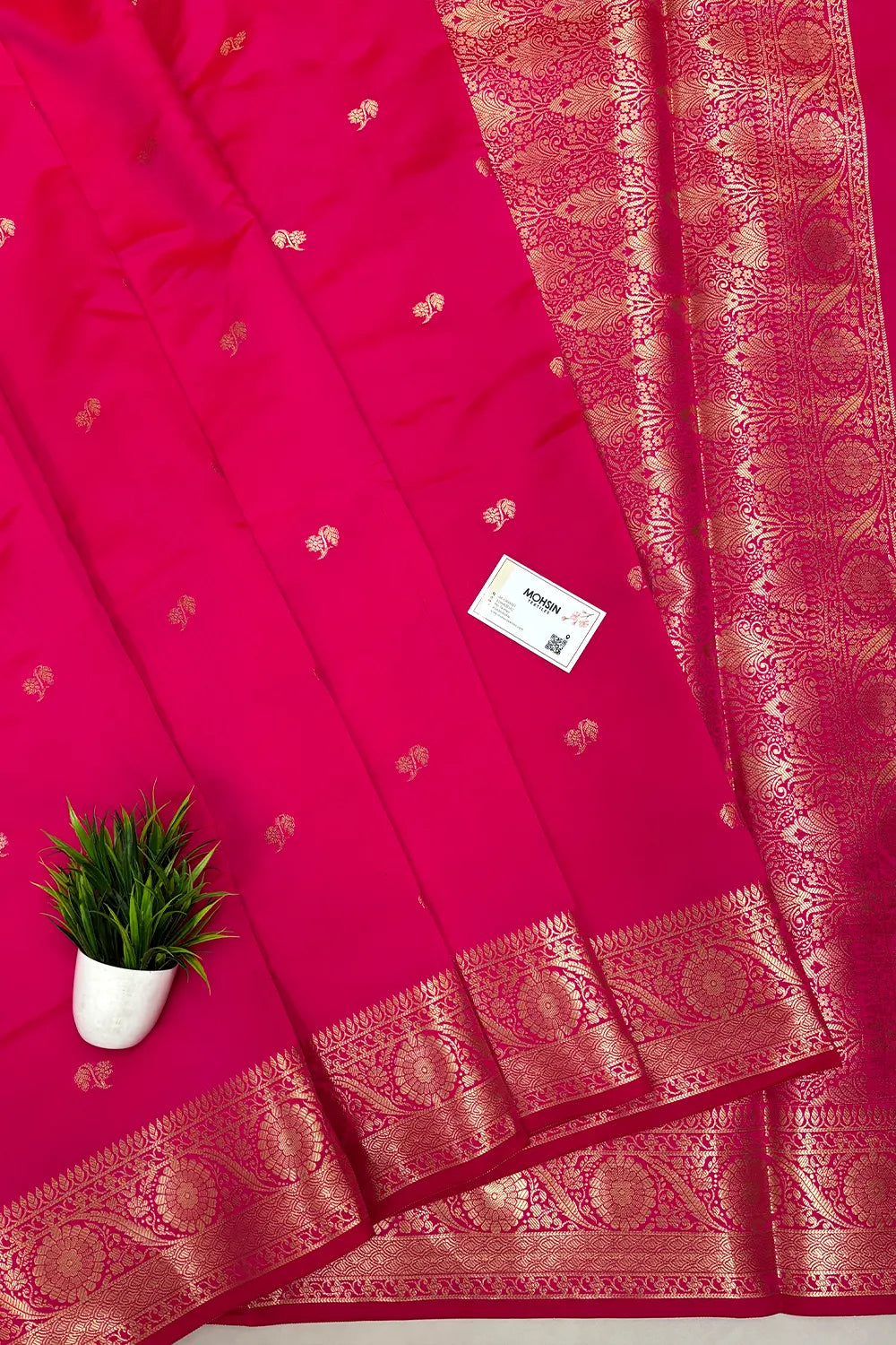 Pink Zari Semi Katan Silk Banarasi Saree