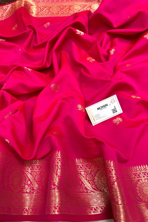 Pink Zari Semi Katan Silk Banarasi Saree
