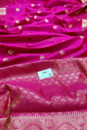 Pink Zari Semi Katan Silk Banarasi Saree