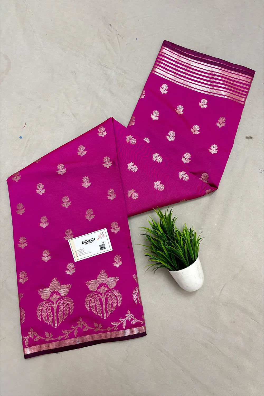 Pink Zari Semi Katan Silk Banarasi Saree