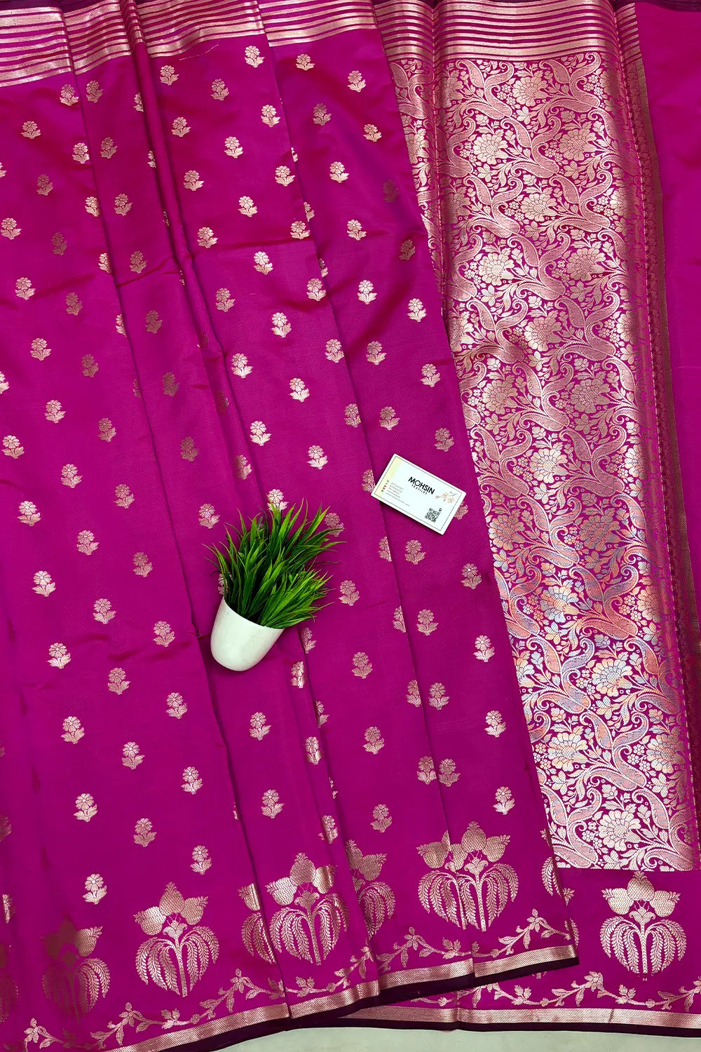 Pink Zari Semi Katan Silk Banarasi Saree