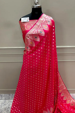 Pink Zari Silk Banarasi Saree