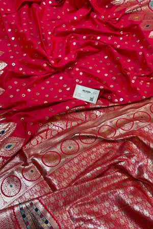 Pink Zari Silk Banarasi Saree