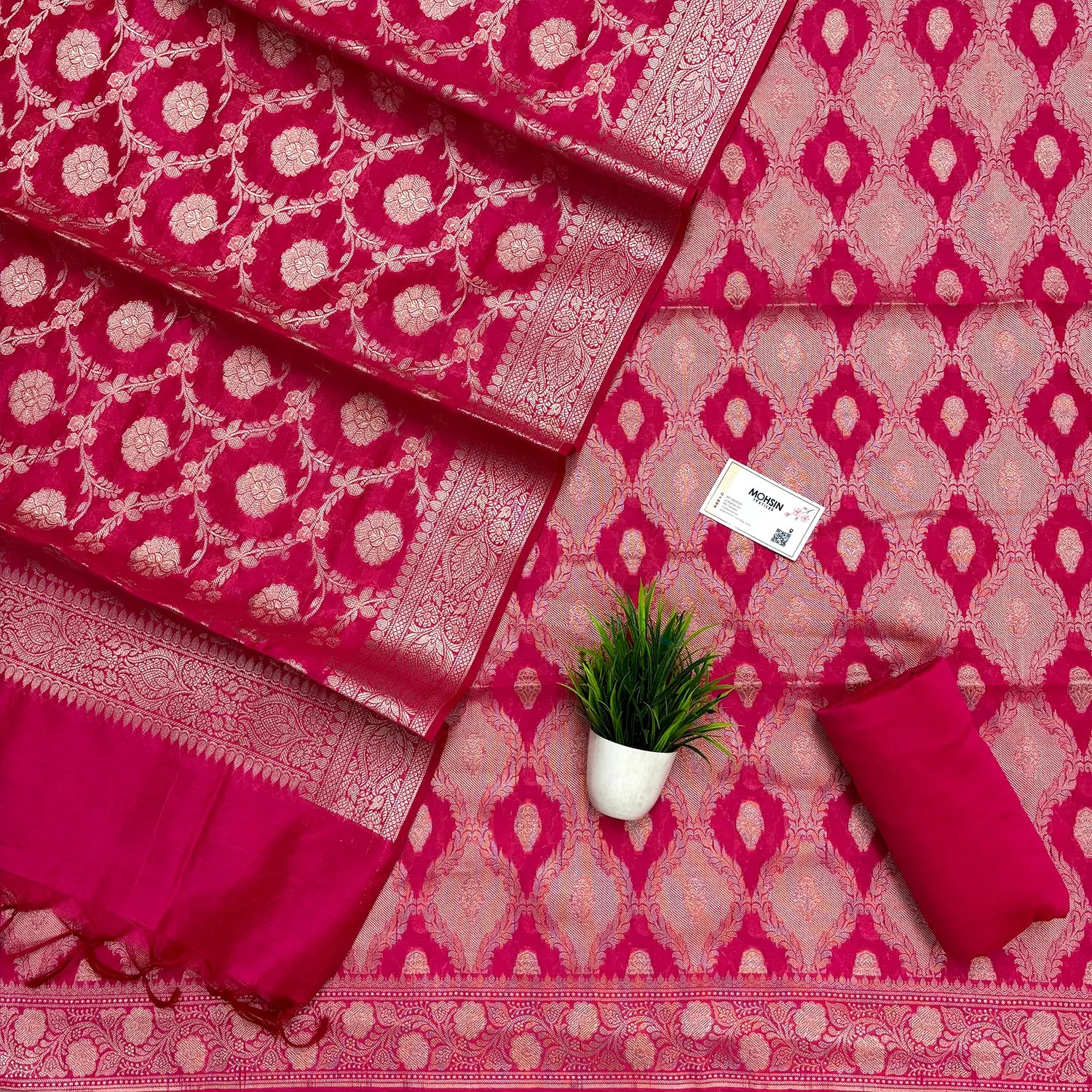 Pink Zari Banarasi Silk Suit