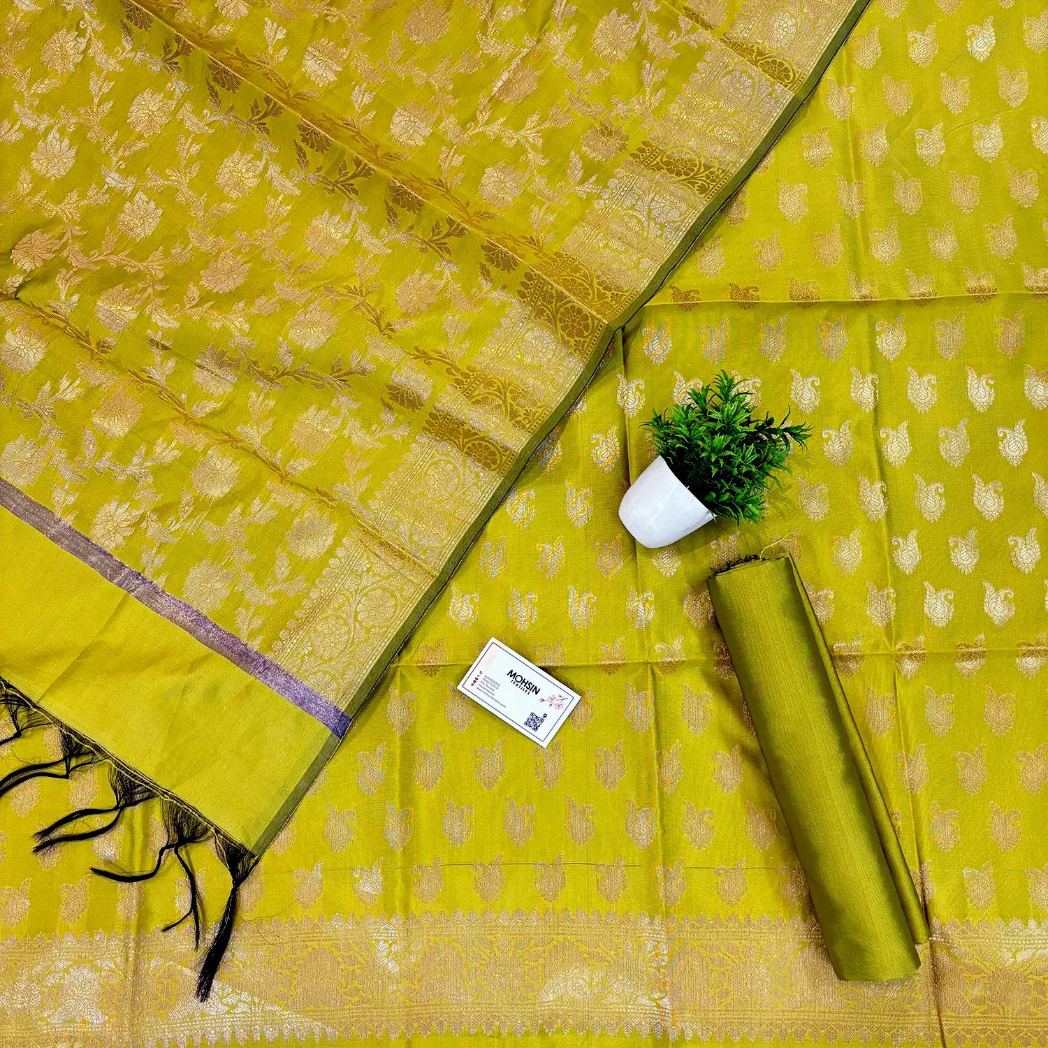 Pista Chirag Buti Satin Silk Banarasi Suit