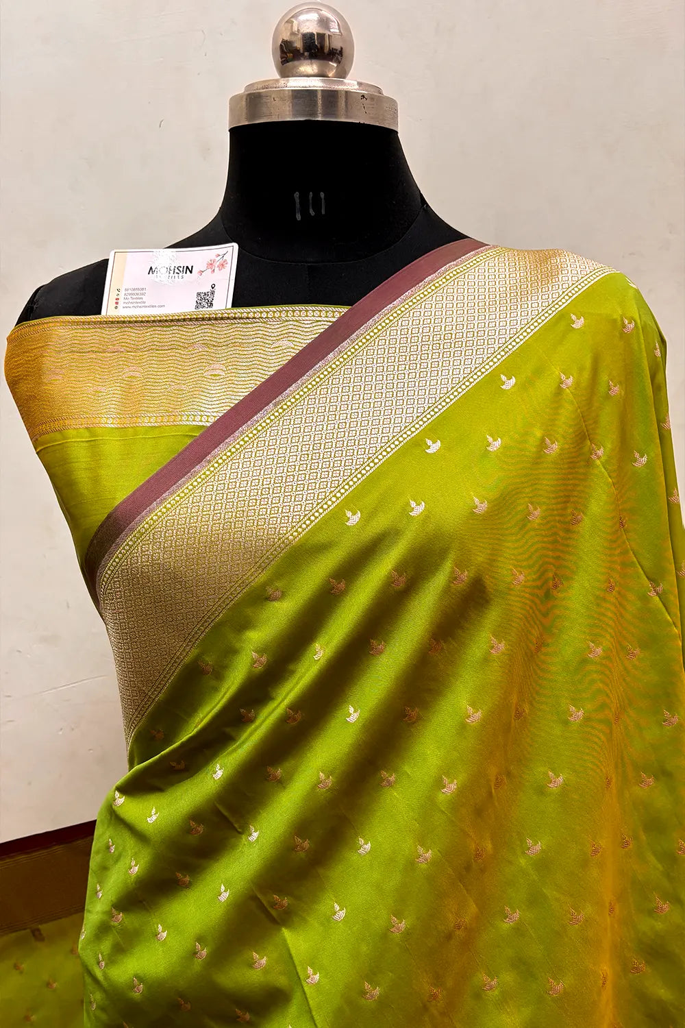 Pista Diwali Ghat Katan Silk Banarasi Saree