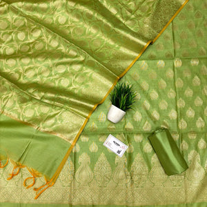 Pista Kalgha Buti Banarasi Silk Suit