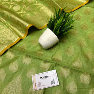 Pista Kalgha Buti Banarasi Silk Suit