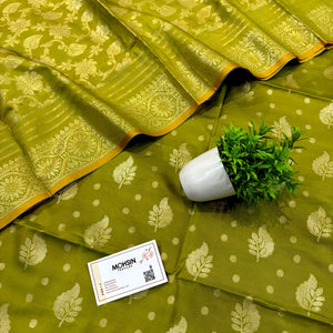 Pista Pankh Buti Satin Silk Banarasi Suit