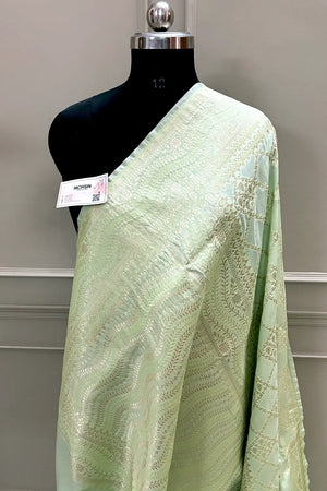 Pista Pi Jaal Katan Silk Banarasi Saree