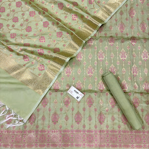 Pista Pink Meena Katan Silk Banarasi Suit